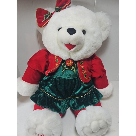 Vintage TB Toys Trading 2001 Christmas Bears Plush 20" Couple Boy Girl Holidays - Picture 2 of 5